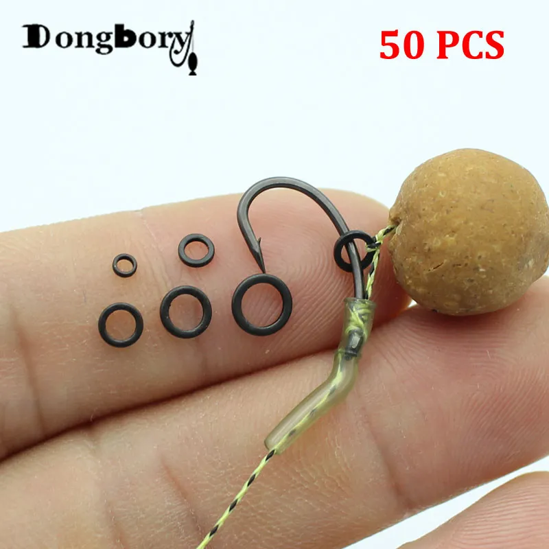 50 stücke Karpfen Angeln Zubehör Rig Ringe 2,0mm 3,1mm 3,7mm 4,4mm 5,3mm Rückstoß Rig Ring runde Matt Schwarz Terminal Tackle