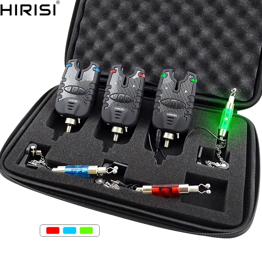 Hirisi 3 karpfen angeln biss alarm und swinger set wasser abweisend blau led angeln swinger fischbiss anzeige