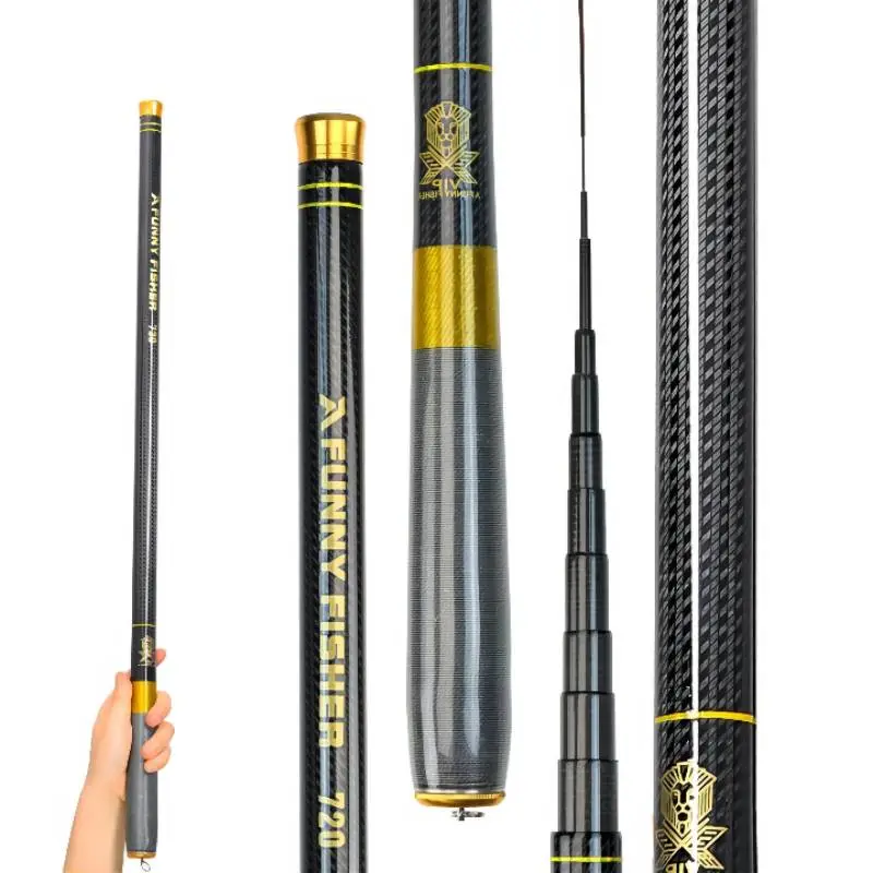 JOSBY Teleskop Angelrute Ultraleicht Super Hard Carbon Fiber Tragbare Für Süßwasser Karpfen Stream-Pole 3,6 M 4,5 M 5,4 M 6,3 M 7,2 M
