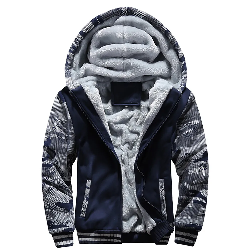 Männer Winter Jacke Camouflage Verdicken Jacken Mit Kapuze Fleece Langarm Unten Jacke Mann Casual Streetwear männer Kleidung