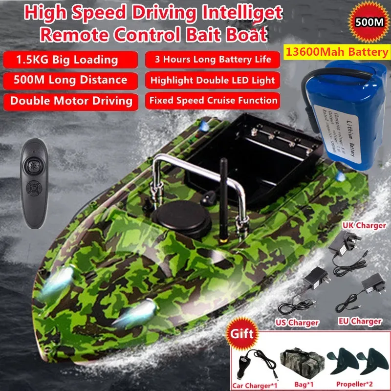 Smart Feste Geschwindigkeit Cruise Radio Fernbedienung Angeln Köder Boot 1,5 KG 500M Dual Nacht Licht Köder Angeln RC köder Boot Angeln